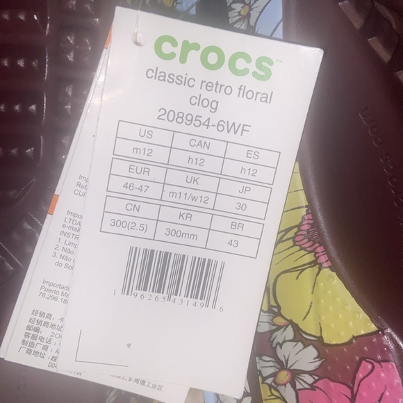 12 🔖 CROCS Classic Retro Floral Clog #208954 RARE - Picture 12 of 12